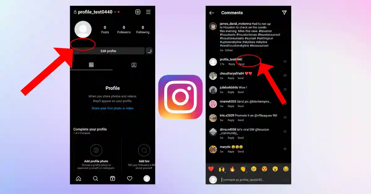 Blank username on Instagram profile